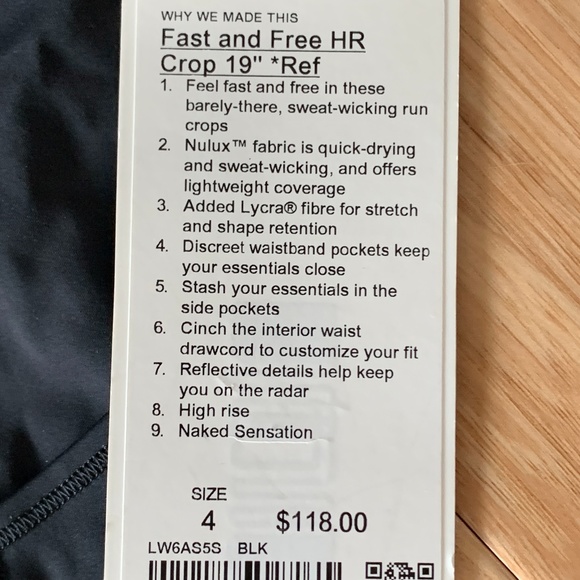 NWT LULULEMON Fast & Free Crop HR 19" LEGGINGS (4) - Picture 12 of 16